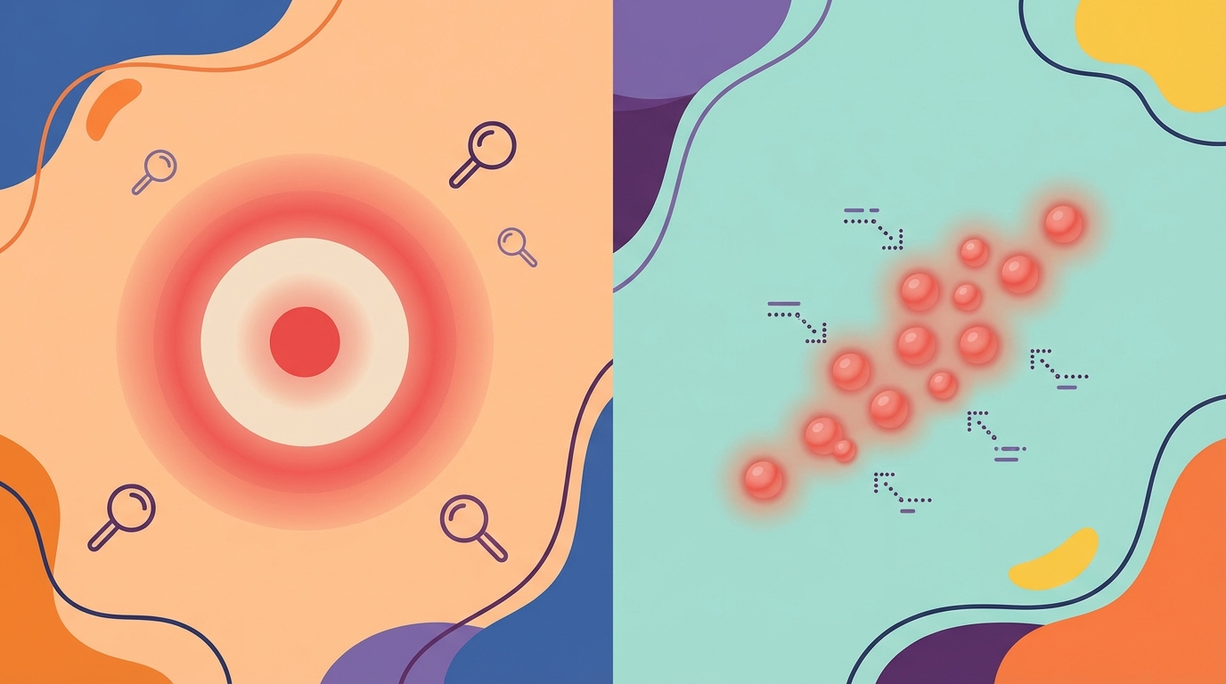 a close-up educational graphic showing different types of skin inflammations like a tick bullseye and bed bug clusters