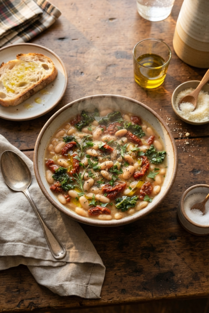 Zesty White Bean and Sun Dried Tomato Stew
