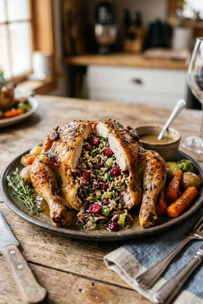 Wild Rice Stuffed Cornish Hens