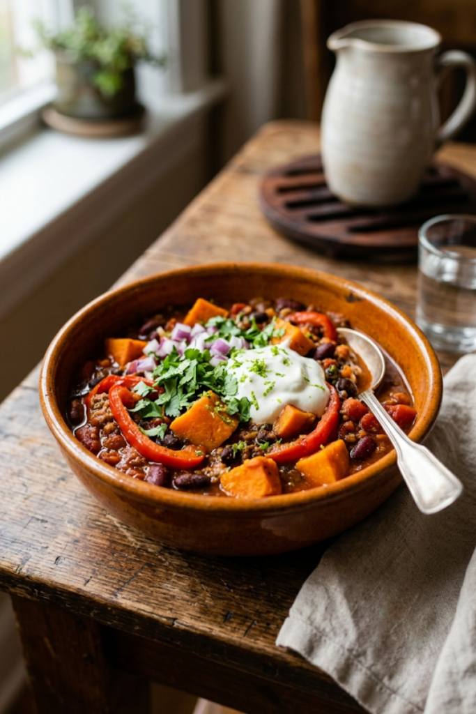 Sweet Potato and Roasted Pepper Chili
