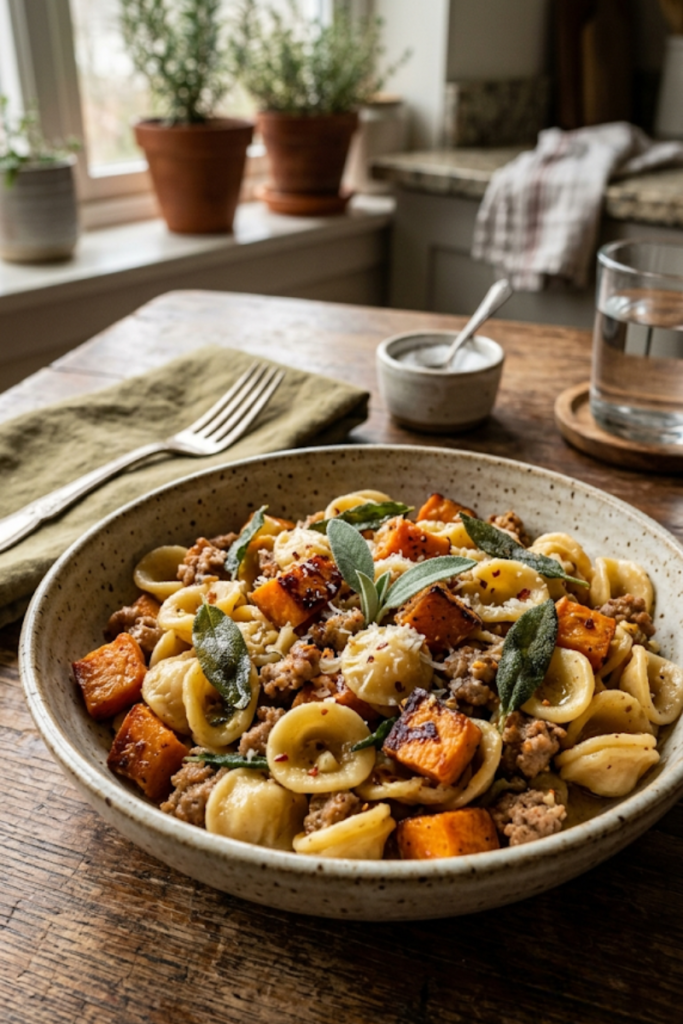 Sweet Potato and Sausage Penne