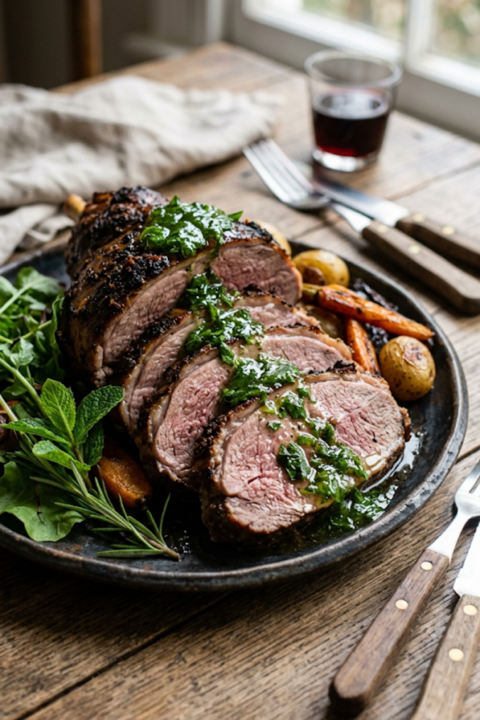 Mint Jelly Glazed Leg of Lamb