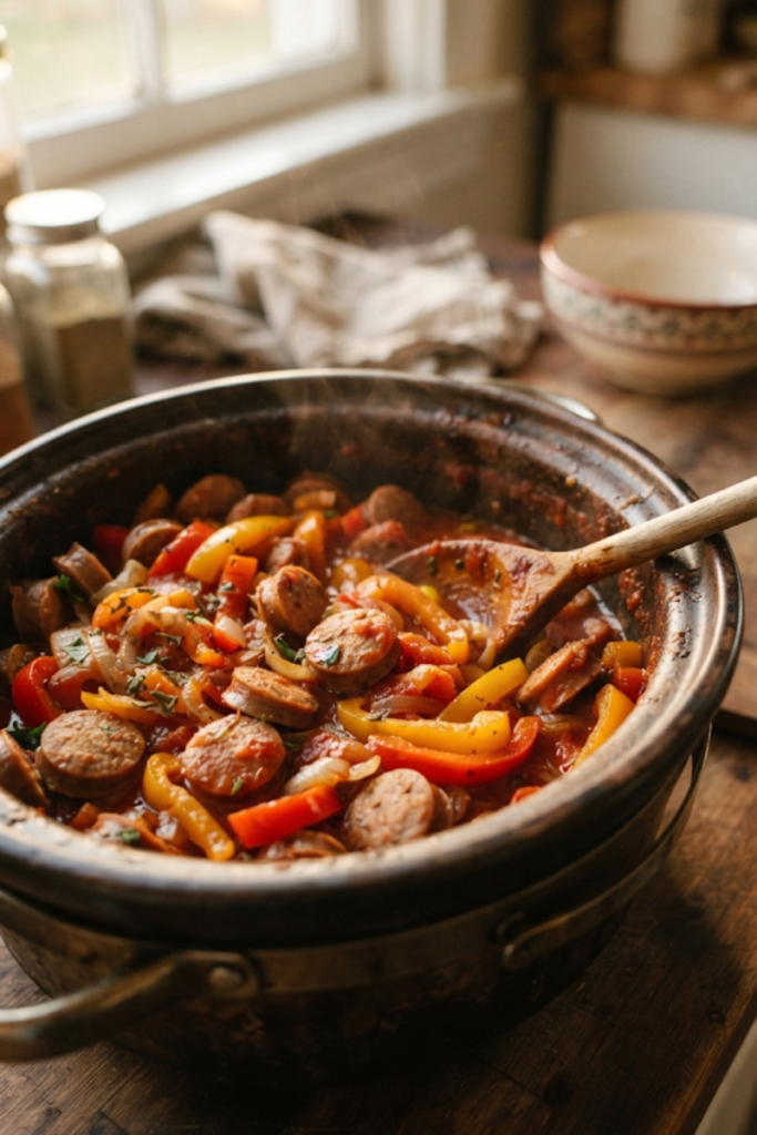 Crockpot Sausage and Pepper Casserole