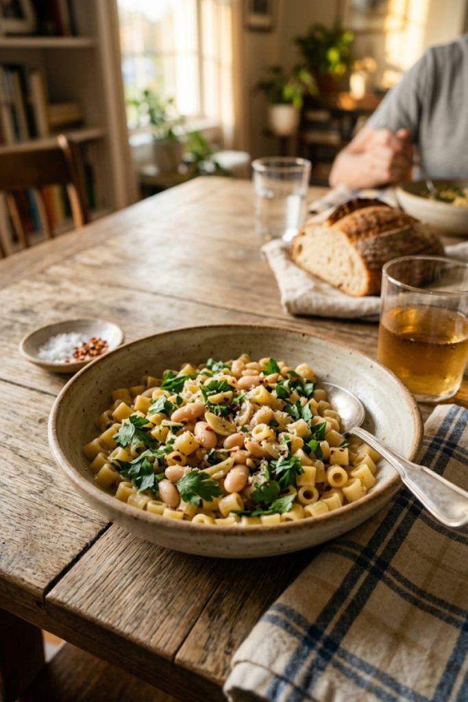 Garlic Butter White Bean Pasta