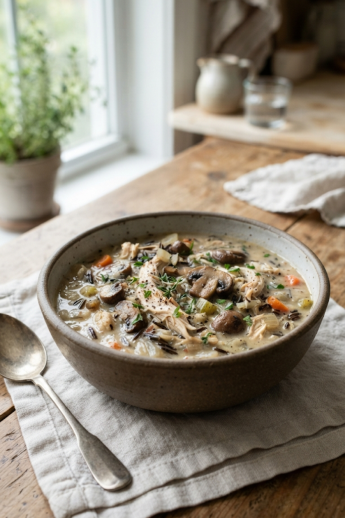 Crockpot Chicken and Mushroom Wild Rice