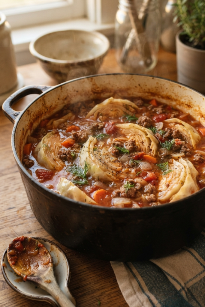 Slow Cooker Beef and Cabbage Casserole