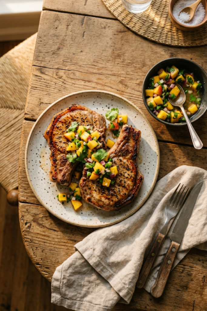 Peach Salsa Pork Chops