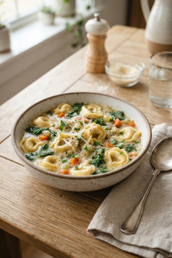 Creamy Tortellini and Vegetable Soup