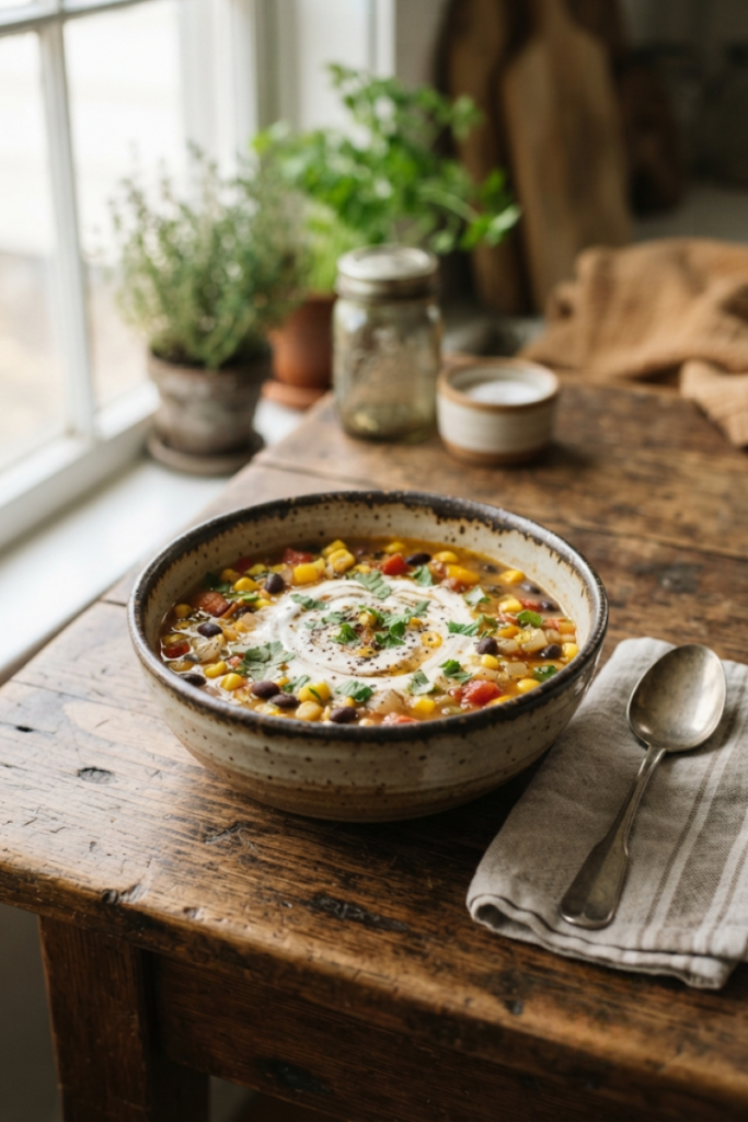 Savory Corn and Black Bean Chowder