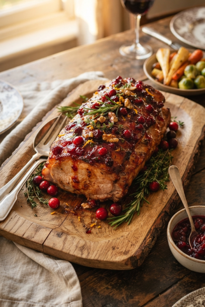 Spiced Cranberry Glazed Pork Roast