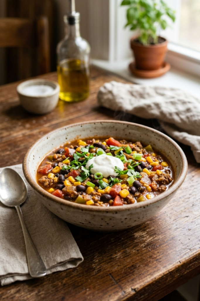 Savory Black Bean and Corn Chili