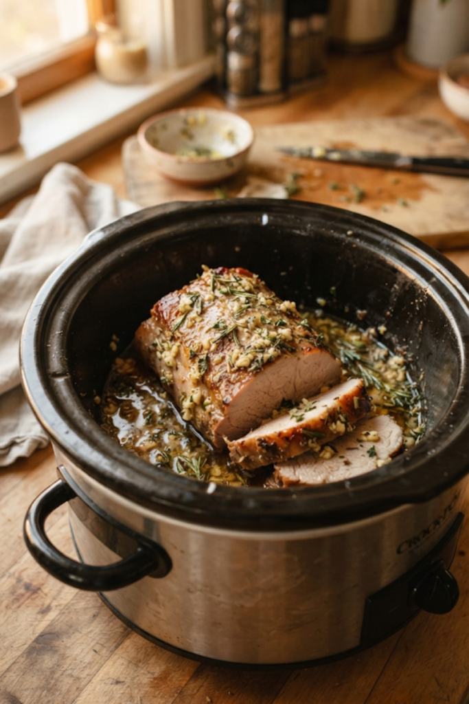 Slow Cooker Garlic Butter Pork Roast