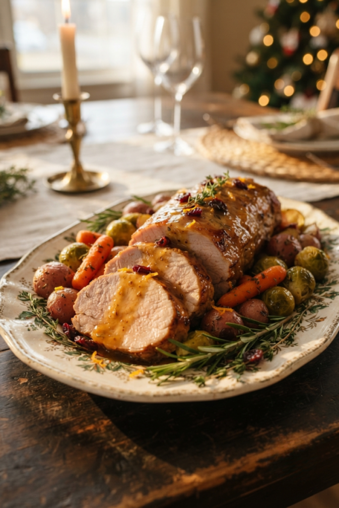 Slow Cooker Pork Loin with Boozy Honey-Mustard Gravy