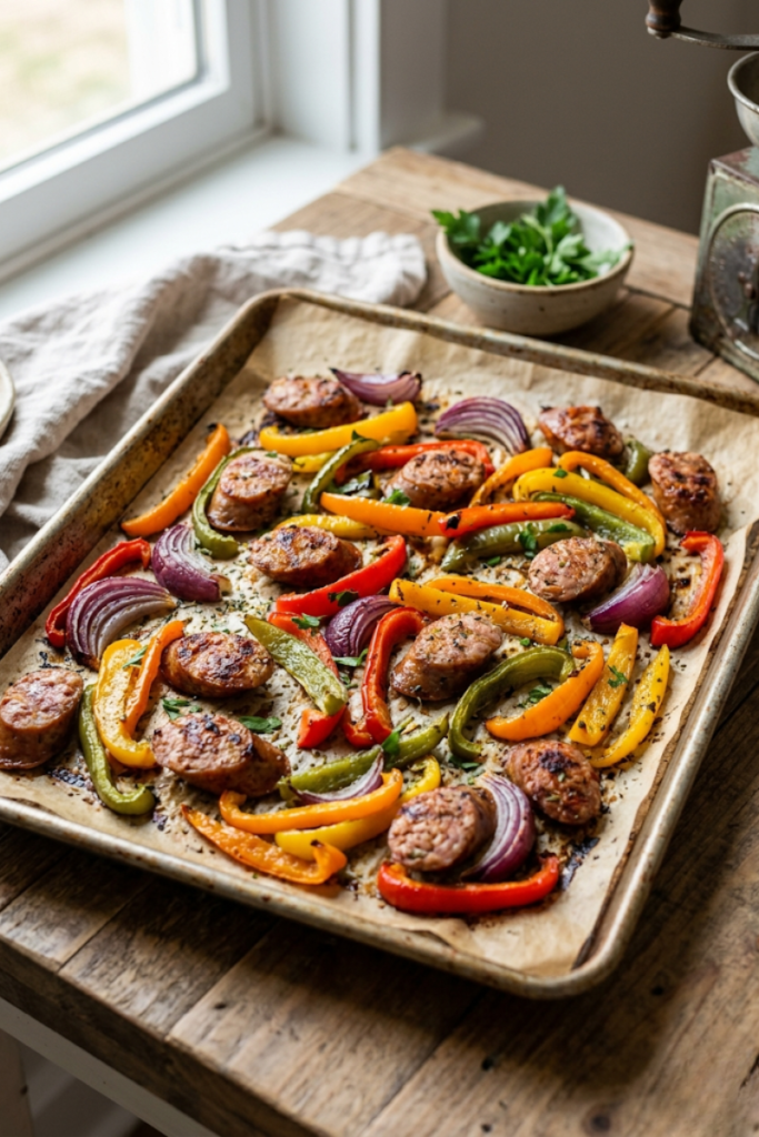 Sheet Pan Sausage and Peppers