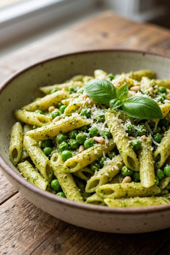 Creamy Pesto Pasta with Peas