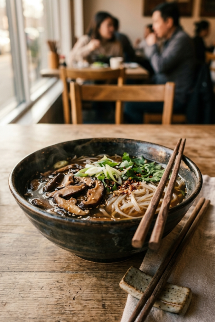 Spicy Shiitake and Noodle Soup