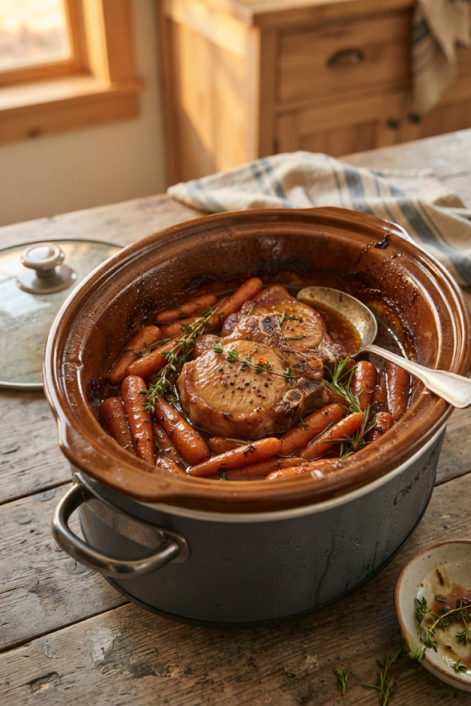 Maple Glazed Pork Chops with Carrots