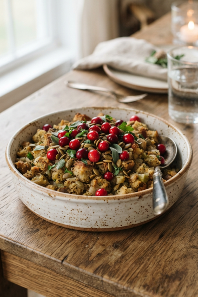 Slow Cooker Lazy Cranberry Pumpkin Seed Stuffing
