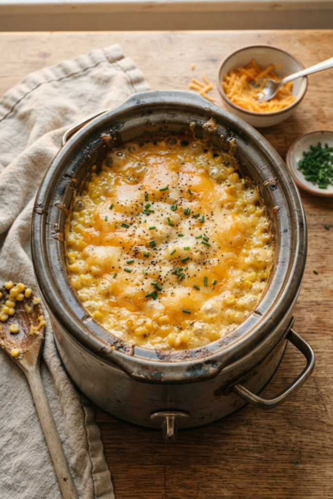 Slow Cooker Creamy Cheddar Corn