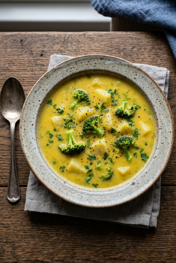 Cheesy Broccoli and Potato Soup