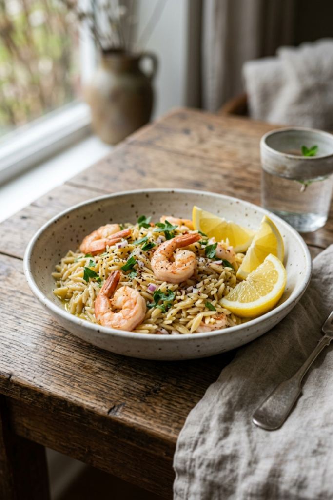 Lemon Herb Shrimp Orzo