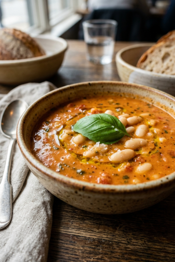Tomato Basil White Bean Soup