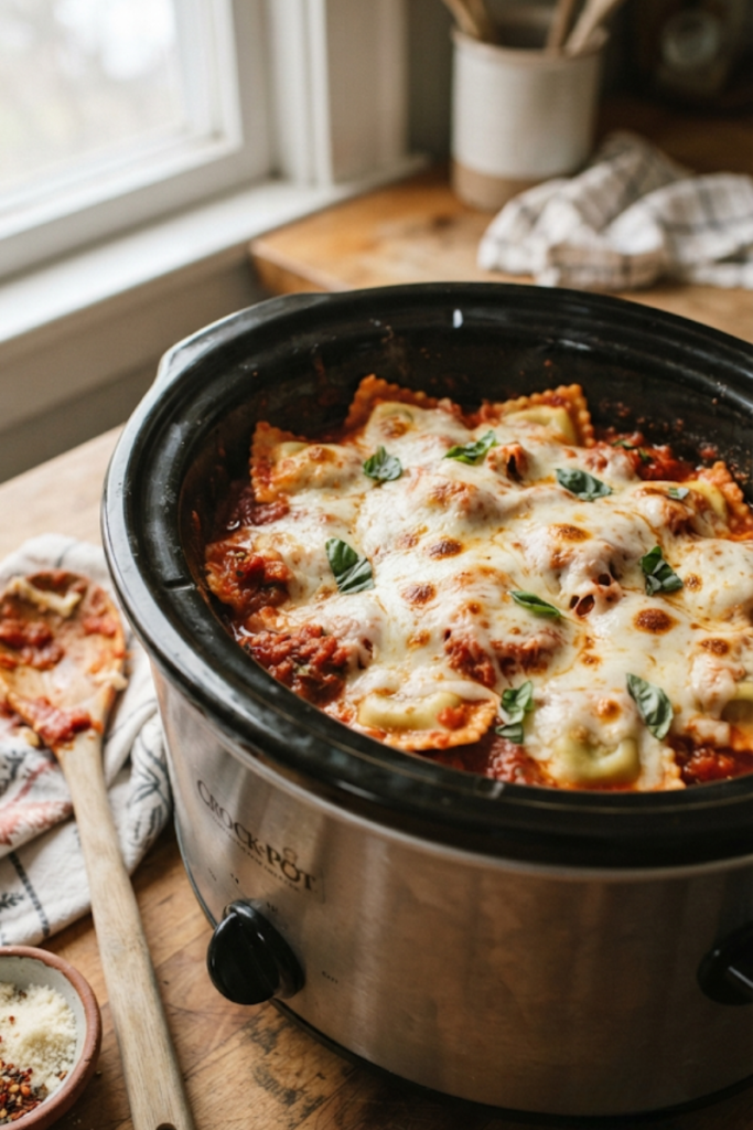 Simple Crockpot Ravioli