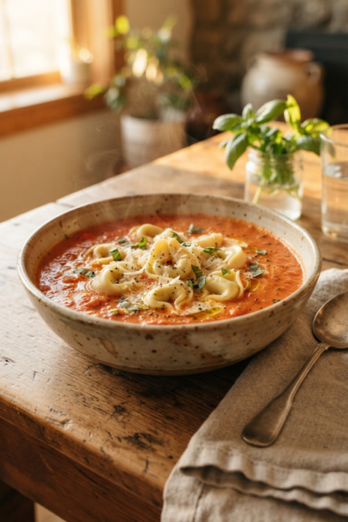 Creamy Tomato and Tortellini Soup