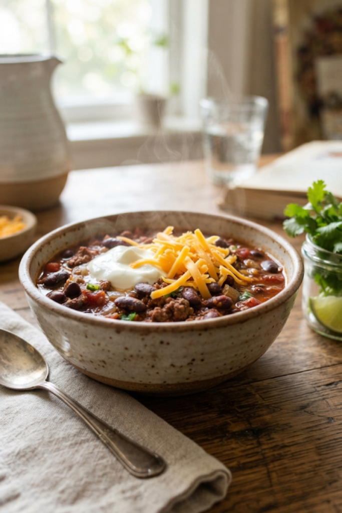 Crockpot Vegetarian Three-Bean Chili