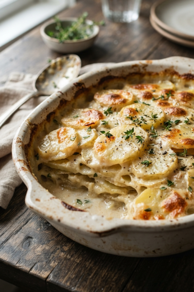 Slow Cooker Scalloped Potatoes with Thyme